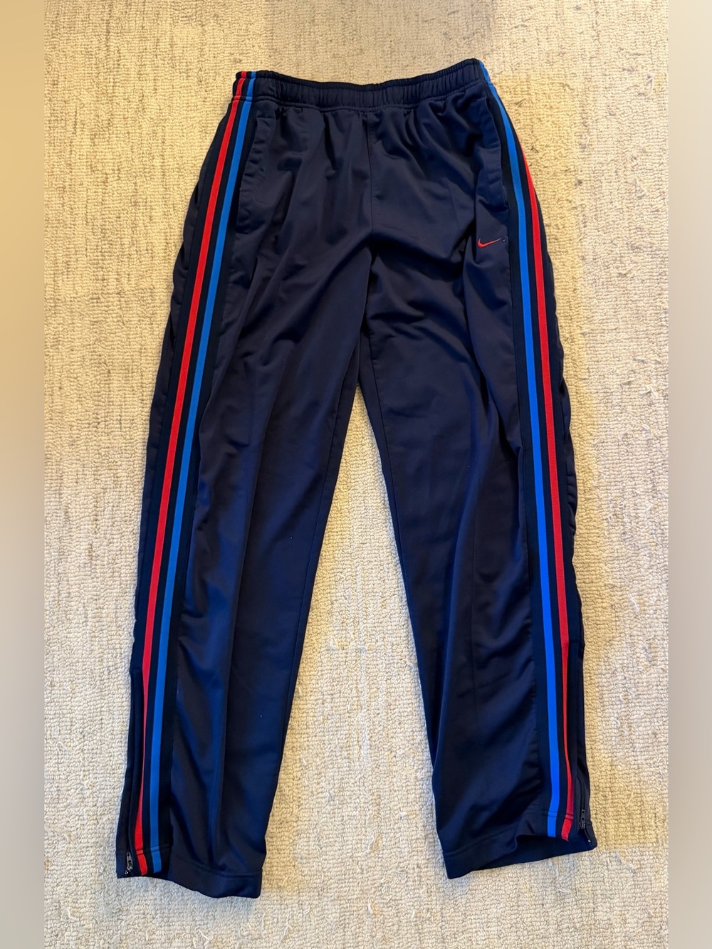 Vintage Men’s Size Large Navy Nike Side Stripe Track Pants